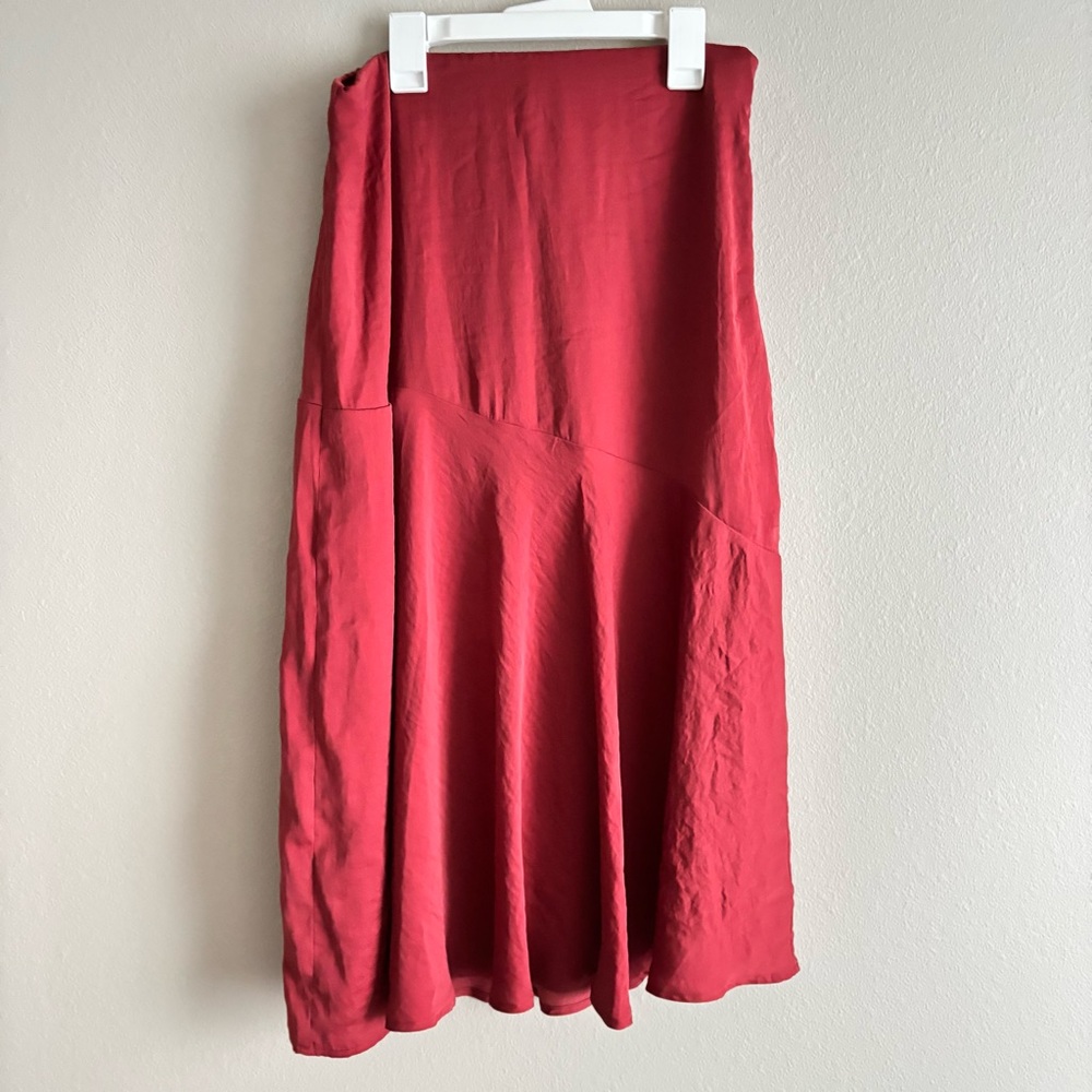 American Eagle New Rust silky asymmetrical tiered midi skirt